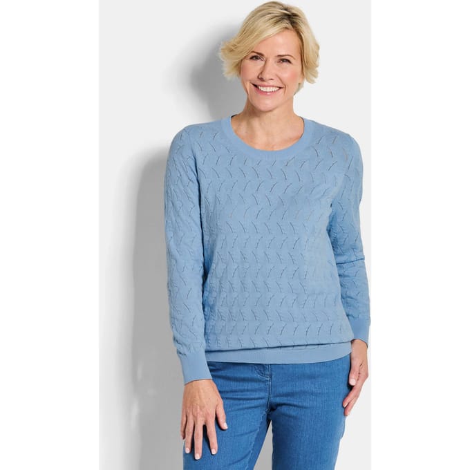 Tricot pullover met zigzag-kabelpatroon - lichtblauw - Gr. 21 van Goldner Fashion