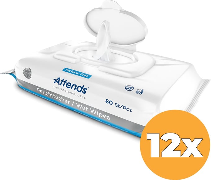Attends Care Wet Wipes - 12 pakken van 80 doekjes