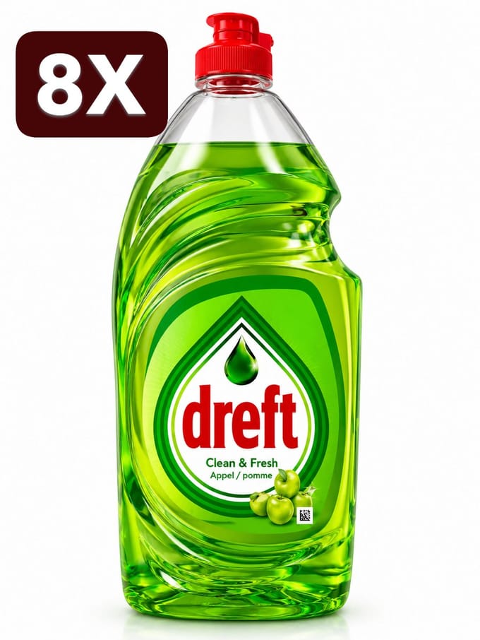8 x Dreft - Afwasmiddel - Clean & Fresh - Appel - 1015ml