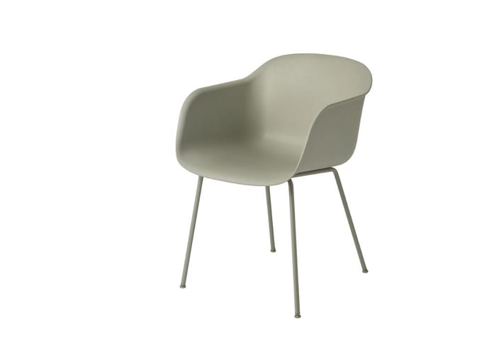 Muuto - Fiber Armleunstoel - Buisonderstel - moddergroen - Frame moddergroen