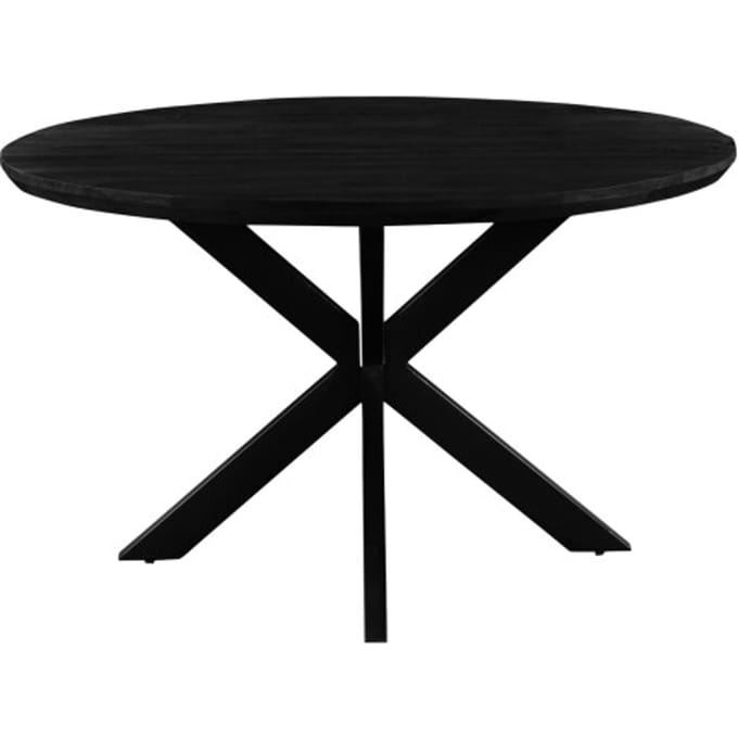 Livingfurn - Eetkamertafel Jesper Round Black - 130x130x76 cm - Mangohout