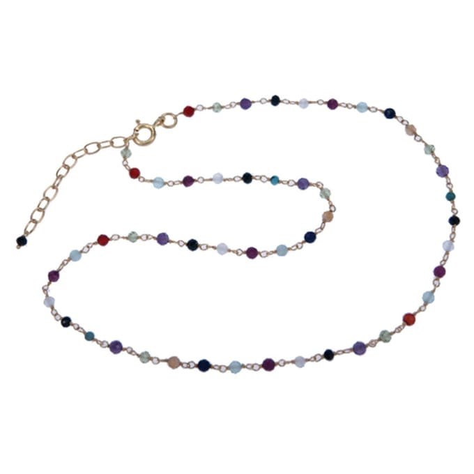 Zilveren (verguld) collier Multi stenen(2905g)