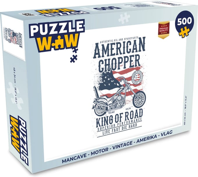 Puzzel Mancave - Motor - Vintage - Amerika - Vlag - Legpuzzel - Puzzel 500 stukjes