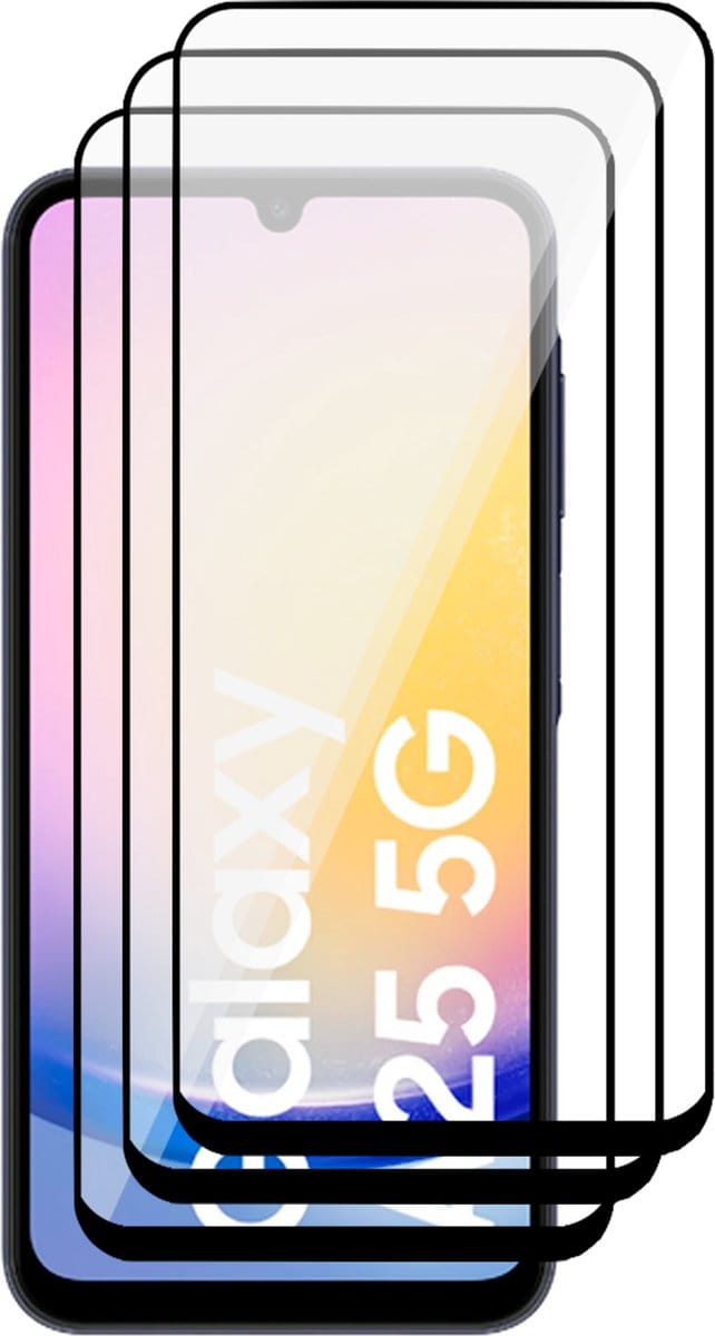 Screenprotector geschikt voor Samsung Galaxy A25 / A24 - 3x Volledig Dekkend Glas Screen Protector
