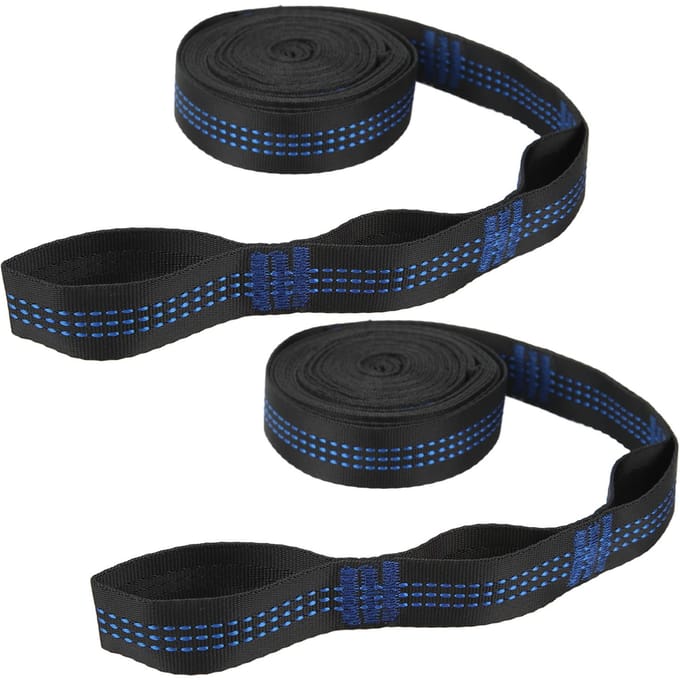 Lot de 2 sangles de hamac pour camping, cordes de suspension robustes avec 2 mousquetons en acier black
