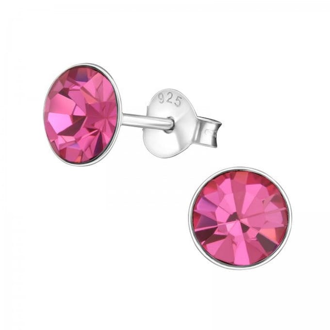 Zilveren oorknop, Lebowski kristal Rose (6mm)
