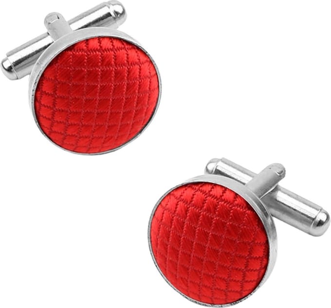 Fako Bijoux - Manchetknopen - Staal & Ruit - 16mm - Rood