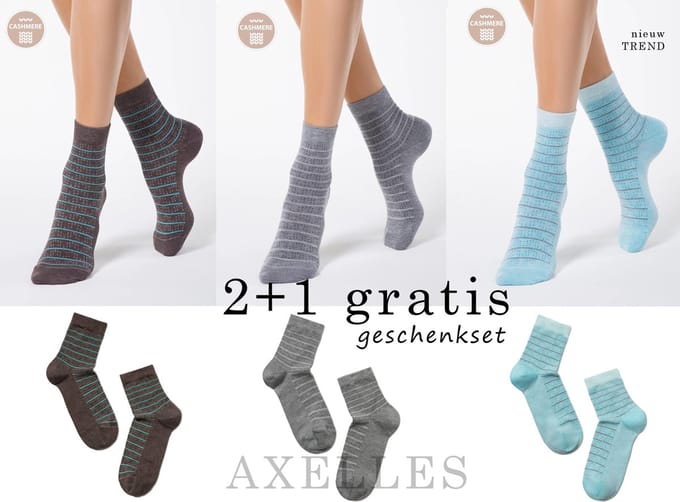 Cachemeren, 3-paar geschenkset Multipack Dames Sokken 38/39
