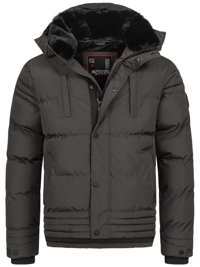 Alessandro Salvarini heren winterjas AS-281 met teddyvoering en afneembare capuchon