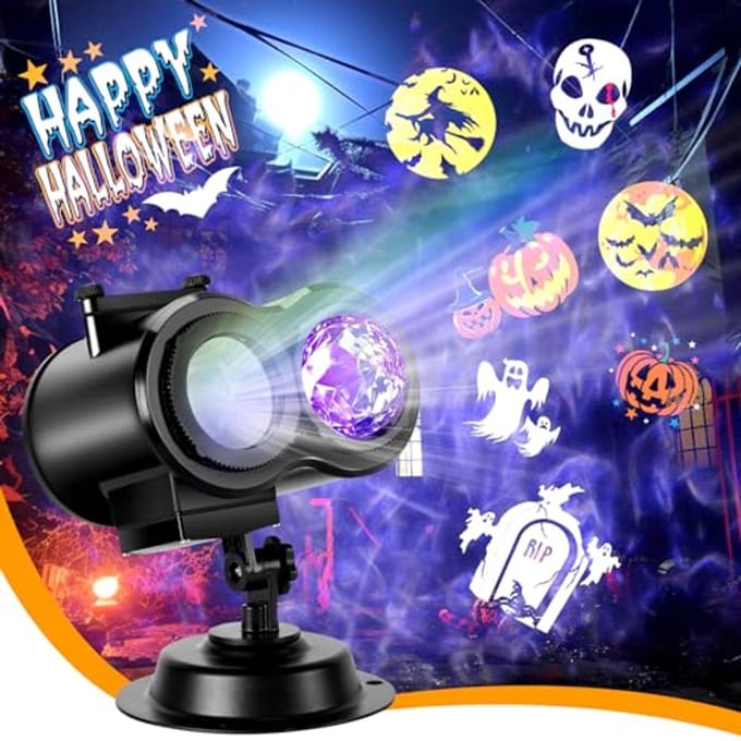 Projector voor Halloween en Kerstmis met Oceaaneffect, HD-golf en 16 Dia's