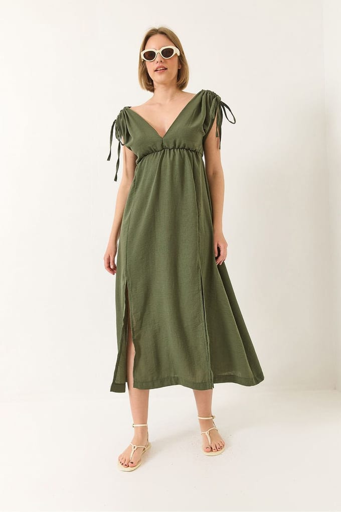 V-hals Maxi jurk met Split