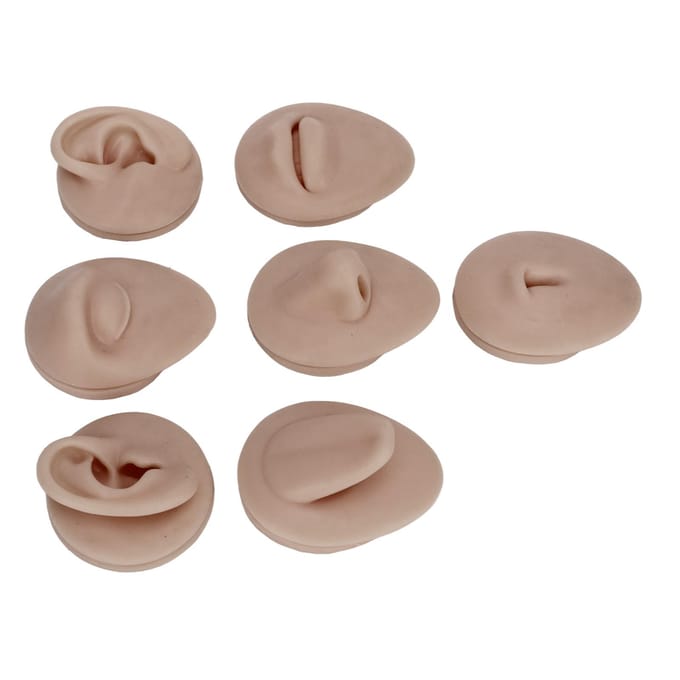 Siliconen Piercing Lichaamsmodel Zachte Siliconen Oor Mond Neus Oog Tong Navel Model met Displayrek gray