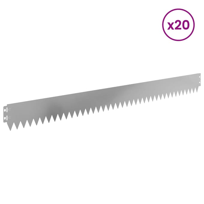 vidaXL - Gazonrand - 20 - st - 103 - x - 10 - cm - Staal - zilver