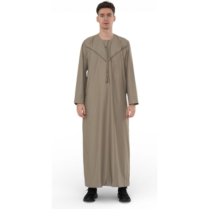 Heren Eid Beige Marokkaanse Thobe Robe Djellaba Ramadan Eid Jubba- HM10