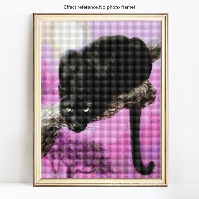 Peinture diamant 5d avec perceuse complète, animaux ronds, broderie de chats, loisirs créatifs, image artisanale 20X30 black