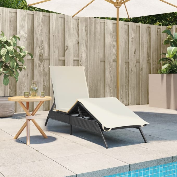 vidaXL - Ligbed - met - kussen - poly - rattan - zwart