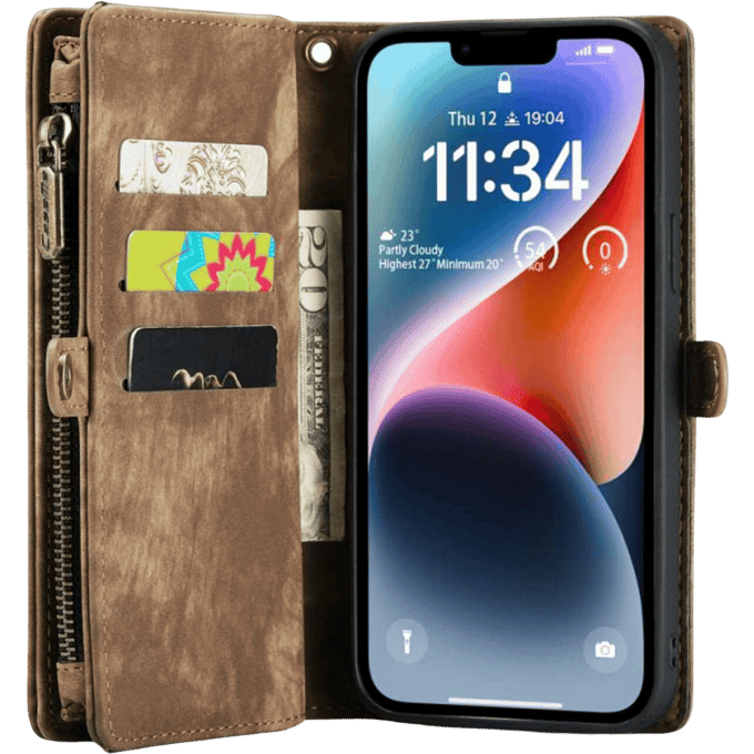 Caseme iPhone 14 Plus Vintage Portemonnee Hoesje Bruin