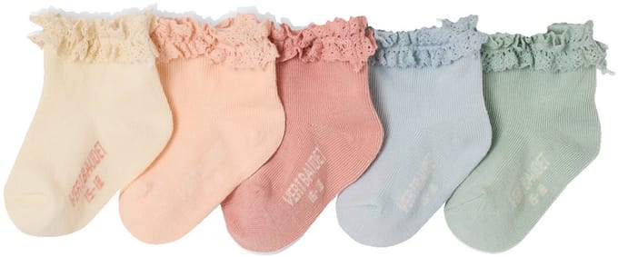 Vertbaudet Set van 5 paar halfhoge sokken meisjes (baby)