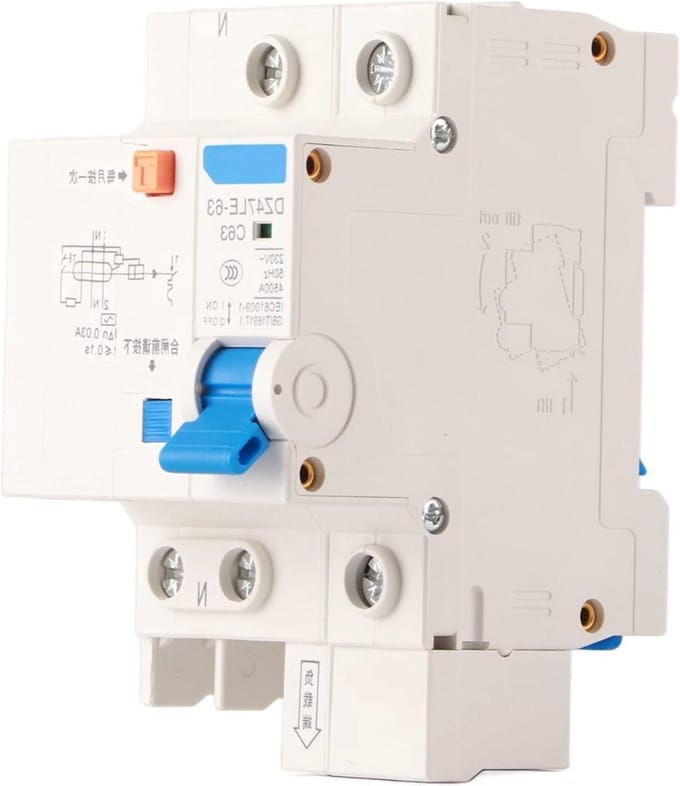 Automatische schakelaar 1p N C63 RCCB - 63A 30MA schakelvermogen 4KA