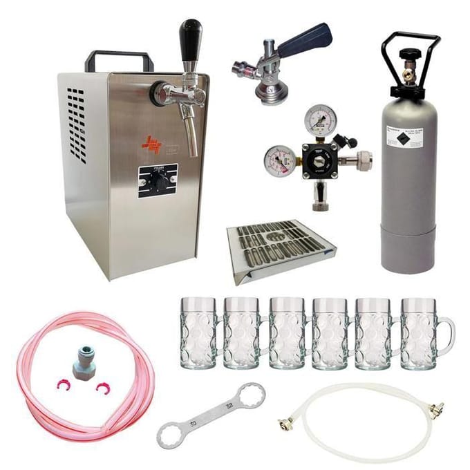 Complete set Biertap JET 30 - Thuistap bierkoeler 35 l/uur + 6x 0,5 l ISAR bierglazen