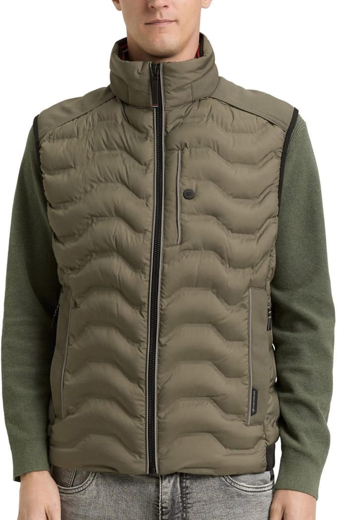 Tom Tailor - Bodywarmer - Mannen - M - Olijf - Polyester - 1048510