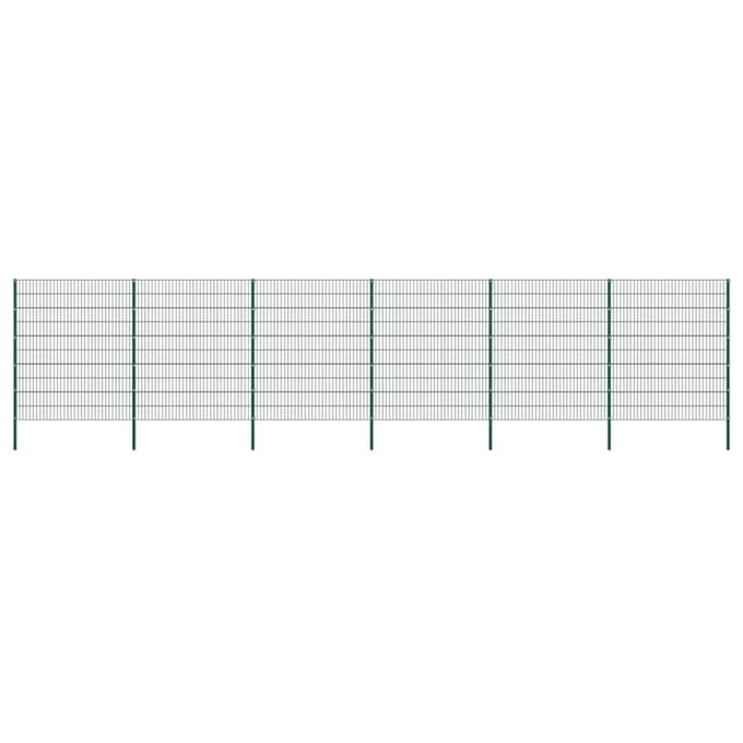 vidaXL - Schuttingpaneel - met - palen - ijzer - 1040x200 - cm - groen