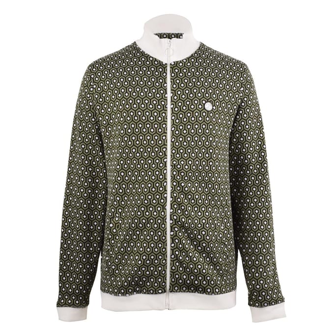 Pretty Green Heren Geometrisch Ritskraag Trainingsjack (Groen)