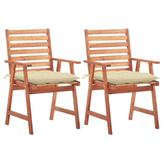 vidaXL - Tuinstoelen - 2 - st - met - kussens - massief - acaciahout
