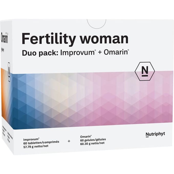 Nutriphyt Fertility Vrouw Voedingssupplement Vruchtbaarheid Duo Pack Improvum + Omarin