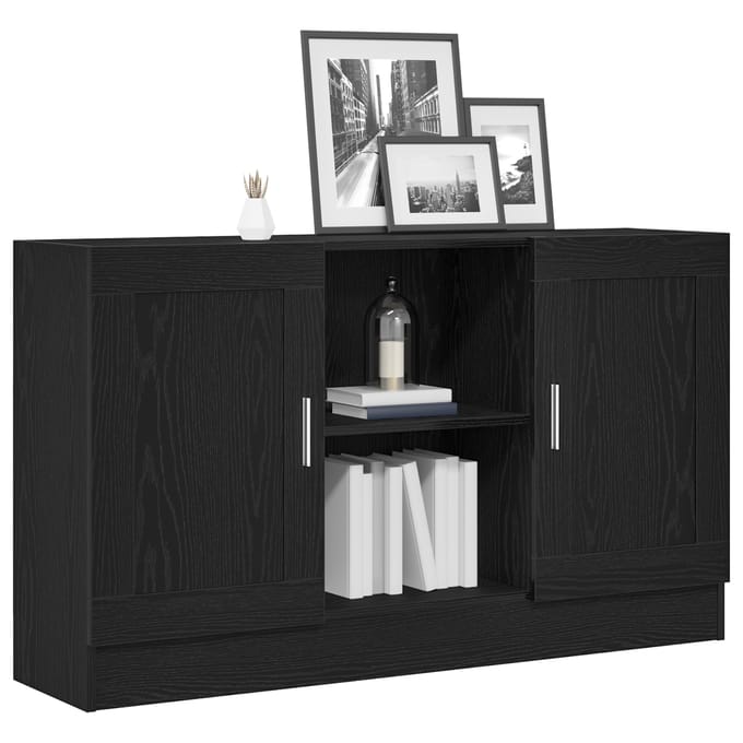 vidaXL - Dressoir - Zwart - Eiken - 120 - x - 30,5 - x - 70 - cm - Bewerkt - hout