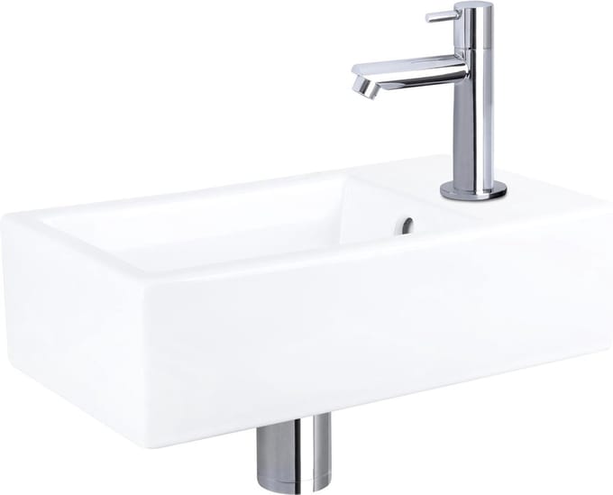 Differnz Force Fonteinset - Keramiek - Kraan recht chroom - 40 x 22 x 11.5 cm