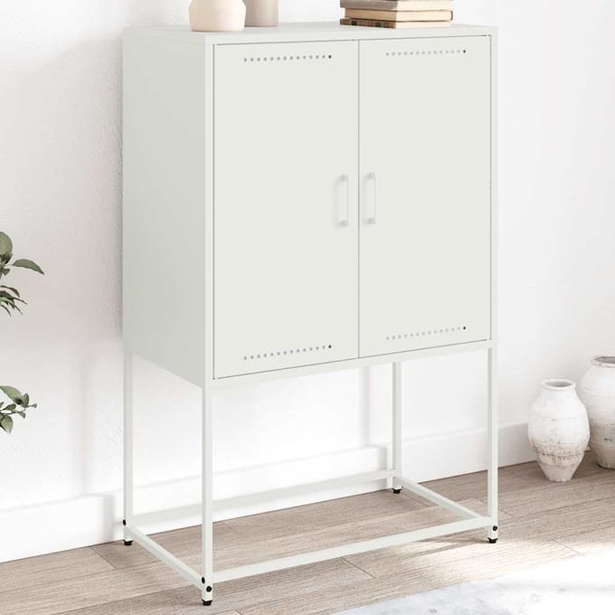 vidaXL - Hoge - kast - 68,5x38,5x107 - cm - staal - wit