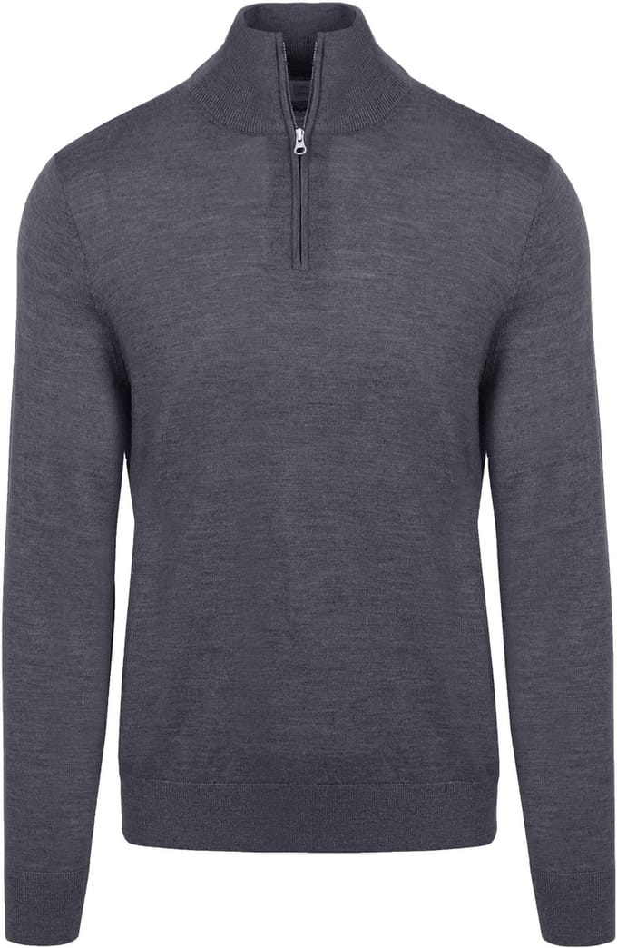 King Essentials The Michael Half Zip Pull Merino Antraciet - Maat M - Heren - Pullovers