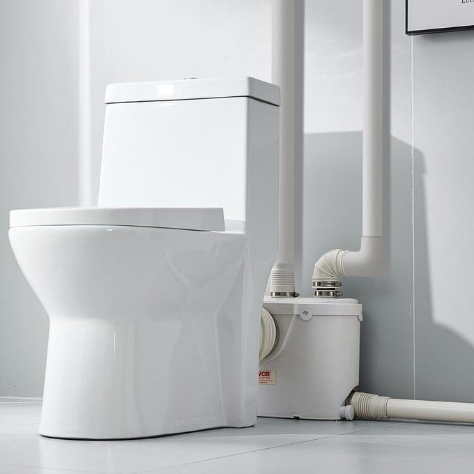 Versnijderpomp 500W 29 GPM Debiet 26 ft Opvoerhoogte voor Toilet Keldergootsteen