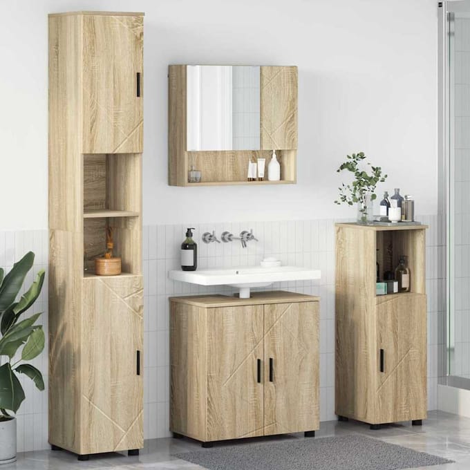 vidaXL - Badkamermeubel - Set - 4 - st - Sonoma - Eik - 61 - x - 35 - x - 64 - cm