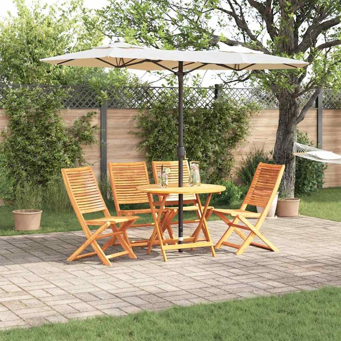 vidaXL - Tuin - Eettafel - Set - 5 - st - Bruin - Massief - Acacia - Hout
