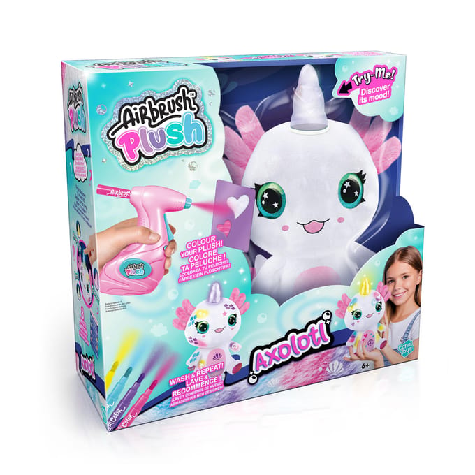 Airbrush pluche axolotlcorn oplichtend speelgoed knuffel axolotl.