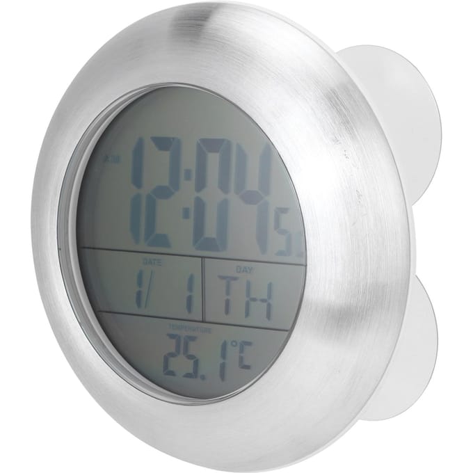 Douche Wandklok Draagbare Waterdichte Digitale Klok met Temperatuur Kalender Weergave gray