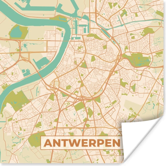 Poster Antwerpen - Stadskaart - Kaart - Plattegrond - Antwerpen - 75x75 cm