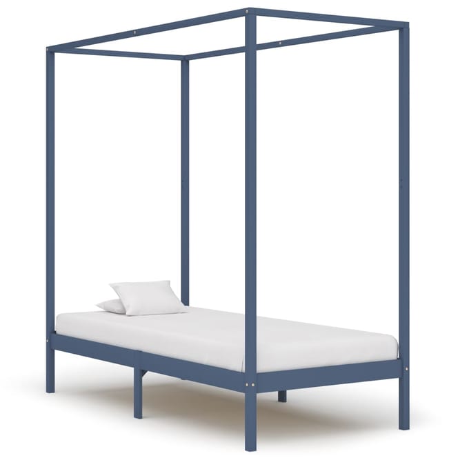 vidaXL - Hemelbedframe - massief - grenenhout - grijs - 90x200 - cm