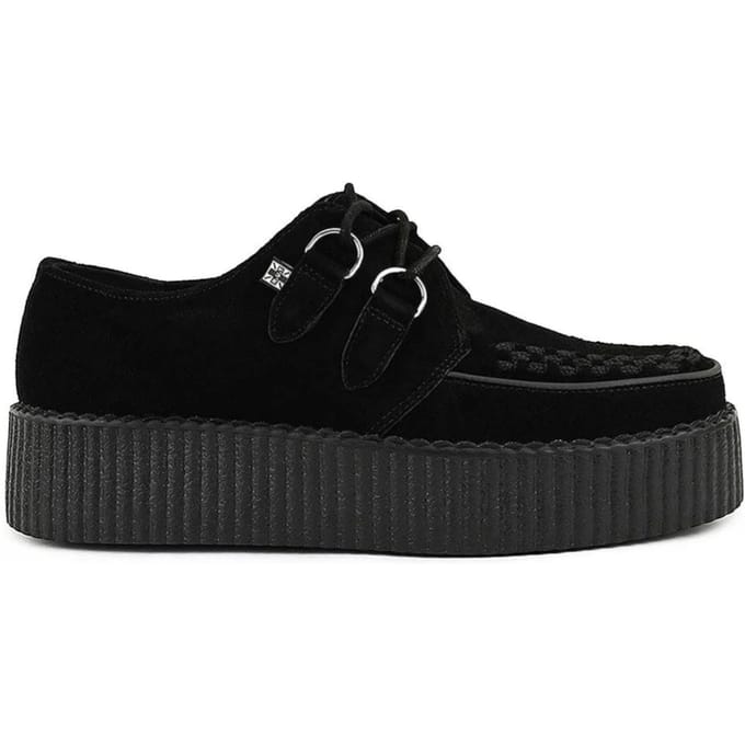 TUK Viva High Creeper Zwarte Suède Platform Veterschoenen Goth - AV6802