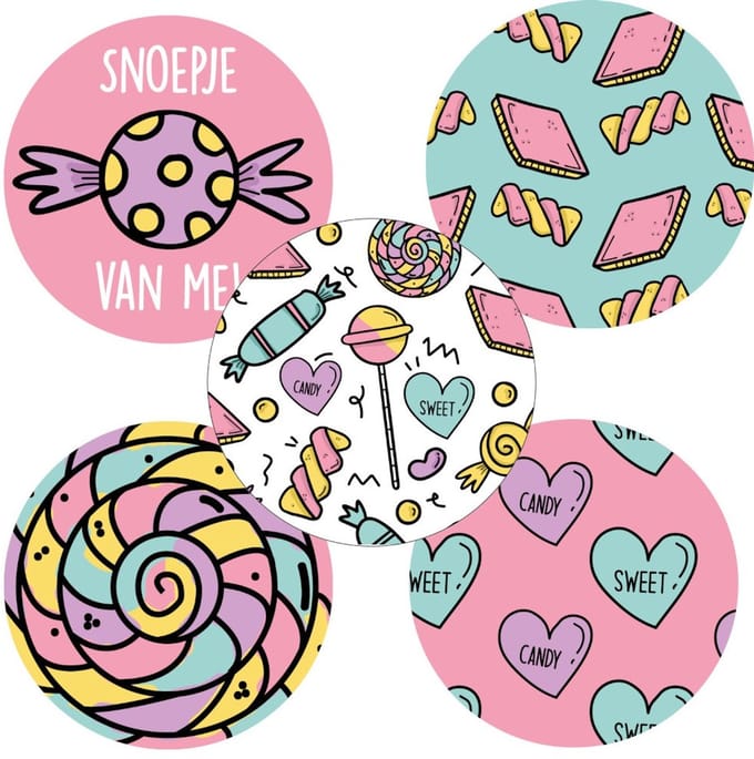 Cadeaustickers - Sweet Candy - 40mm