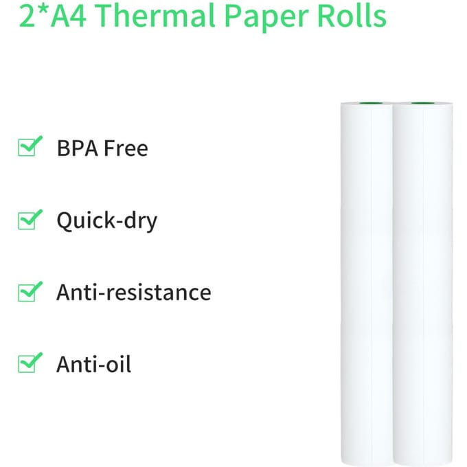 PeriPage 2 Rollen Thermisch Papier Compatibel met PeriPage A40 Thermische Printer Sneldrogend Perfect voor Foto Afbeelding Bon white