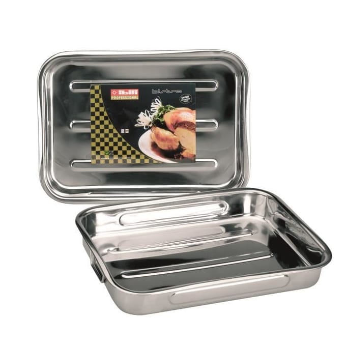 Ibili 651860 Plat à rôtir en Inox avec anses pliantes 63x45x7,5 cm Bistrot