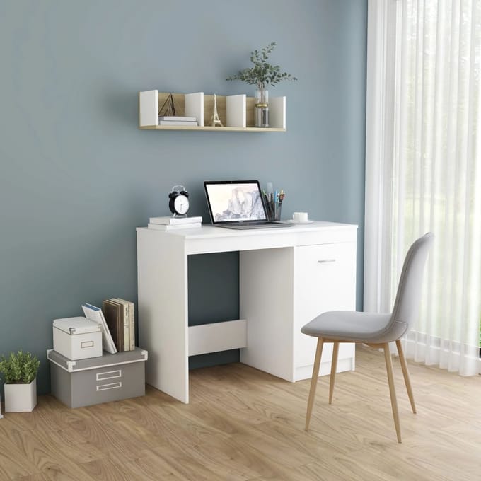 vidaXL - Bureau - 100x50x76 - cm - bewerkt - hout - wit