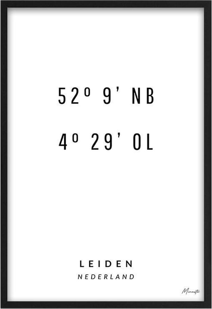 Poster Coördinaten Leiden A4 - 21 x 30 cm (Exclusief Lijst)