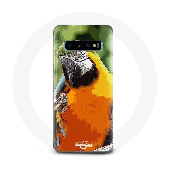 Coque pour Samsung Galaxy S10 Aras Perroquet Orange vert
