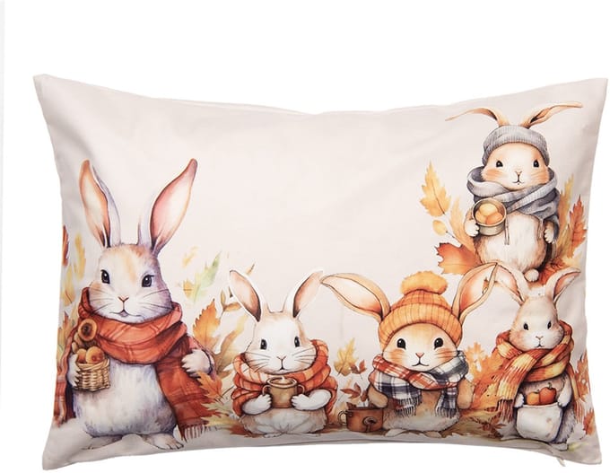 Clayre & Eef Kussenhoes 35x50 cm Beige Polyester Konijnen