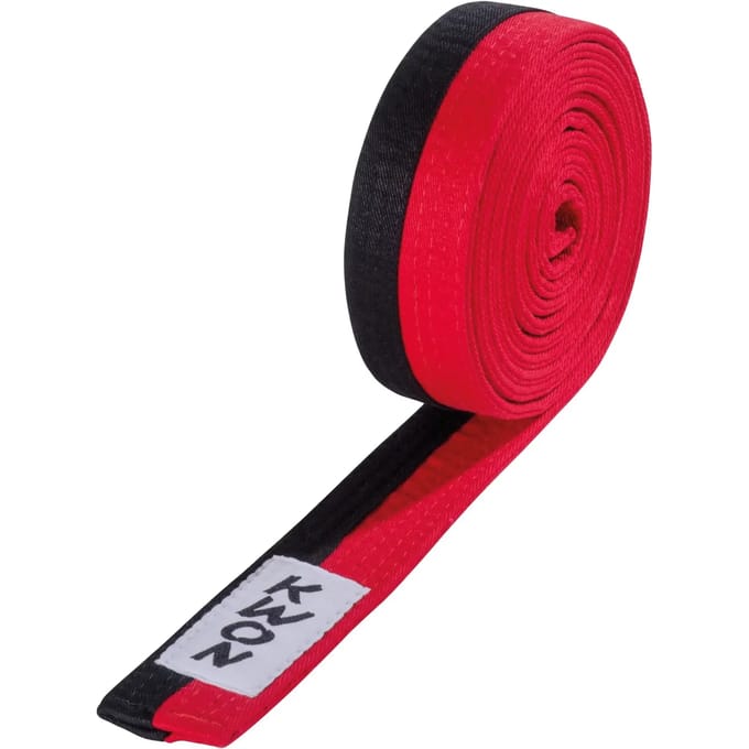 Zwart/rode budo poomsae riem Kwon
