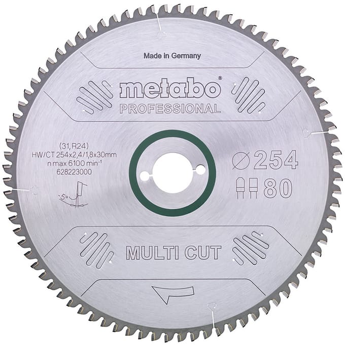 Metabo 628223000 Multi Cut Cirkelzaagblad - 254 x 30 x 80T Hout / Epoxy / Aluminium / Kunststof